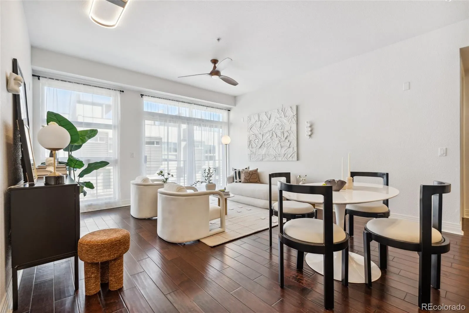 Dining area and living room