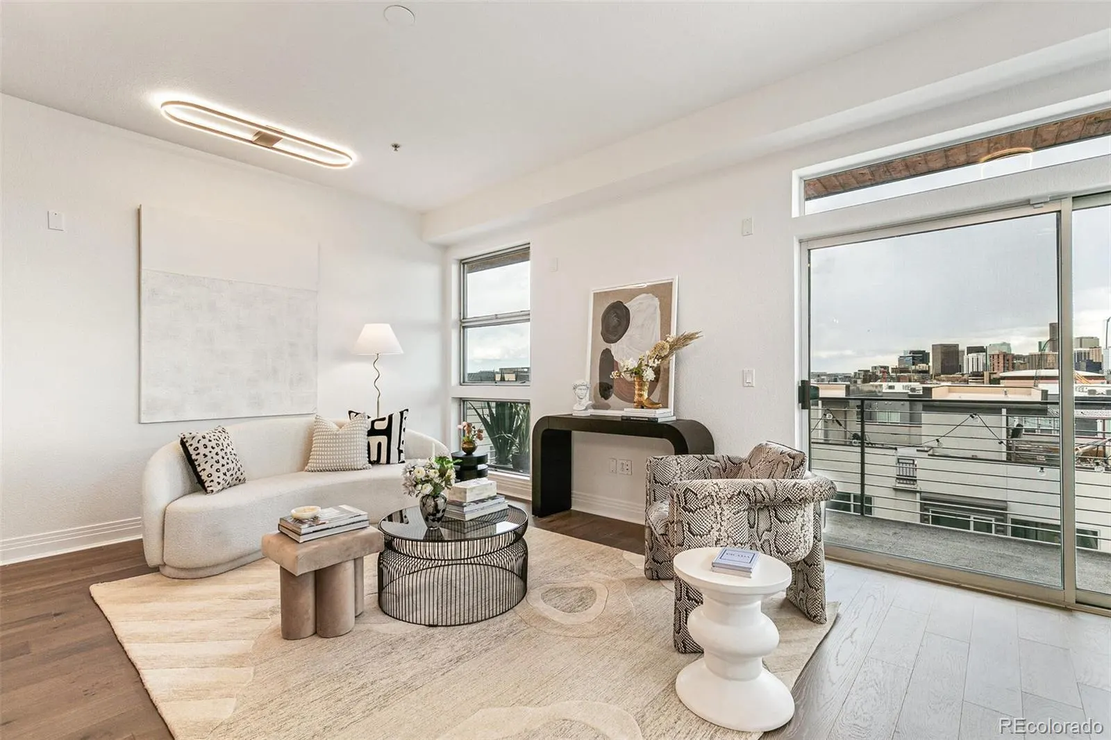 Living room opening to the private deck
