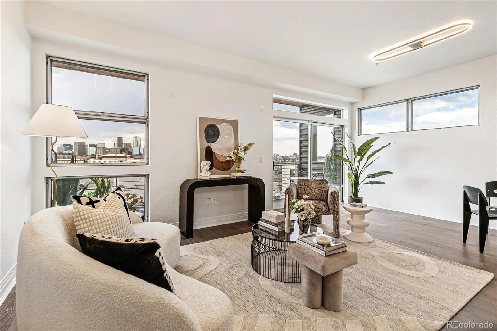 Living room with skyline windows