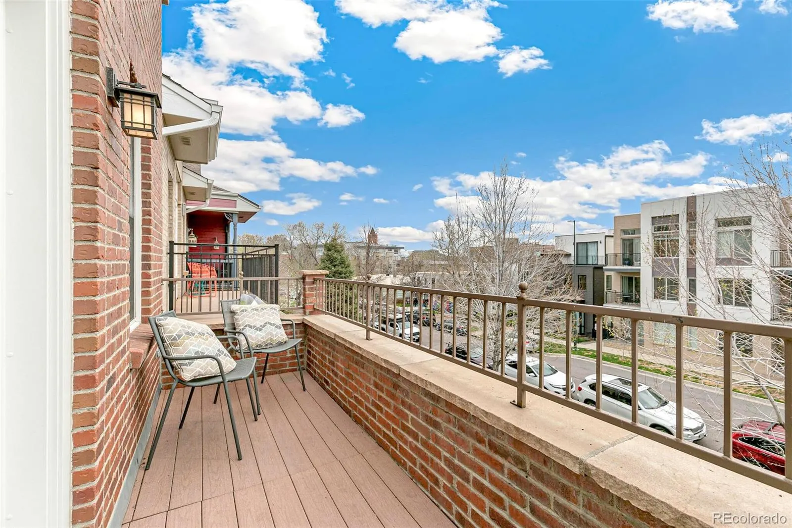 East-facing balcony over the landscaped yard