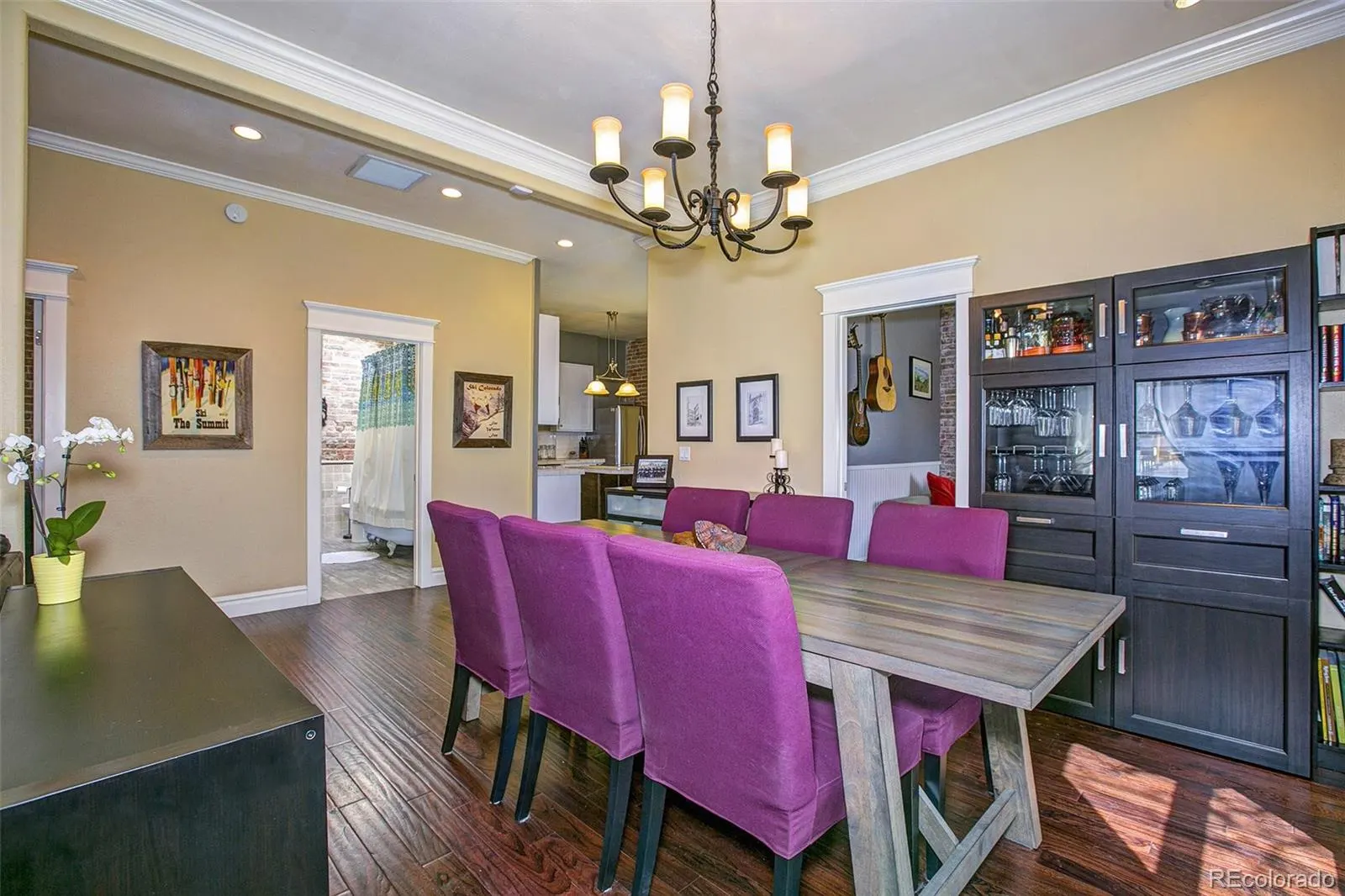 Dining room with chandelier