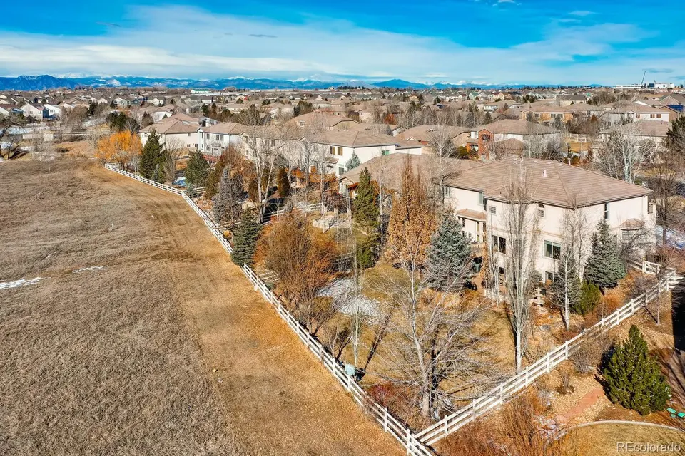 Aerial view toward the mountains
