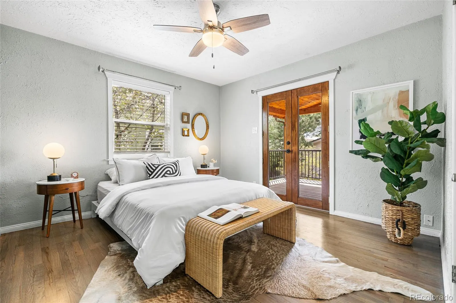 Bedroom with French doors to the deck