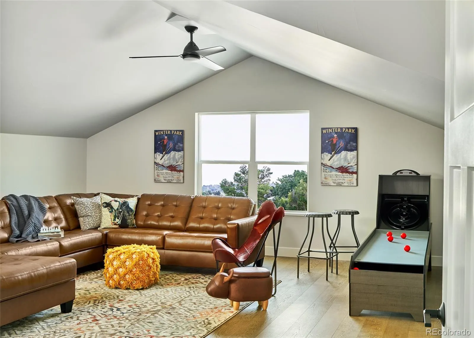 Vaulted bonus room with sectional
