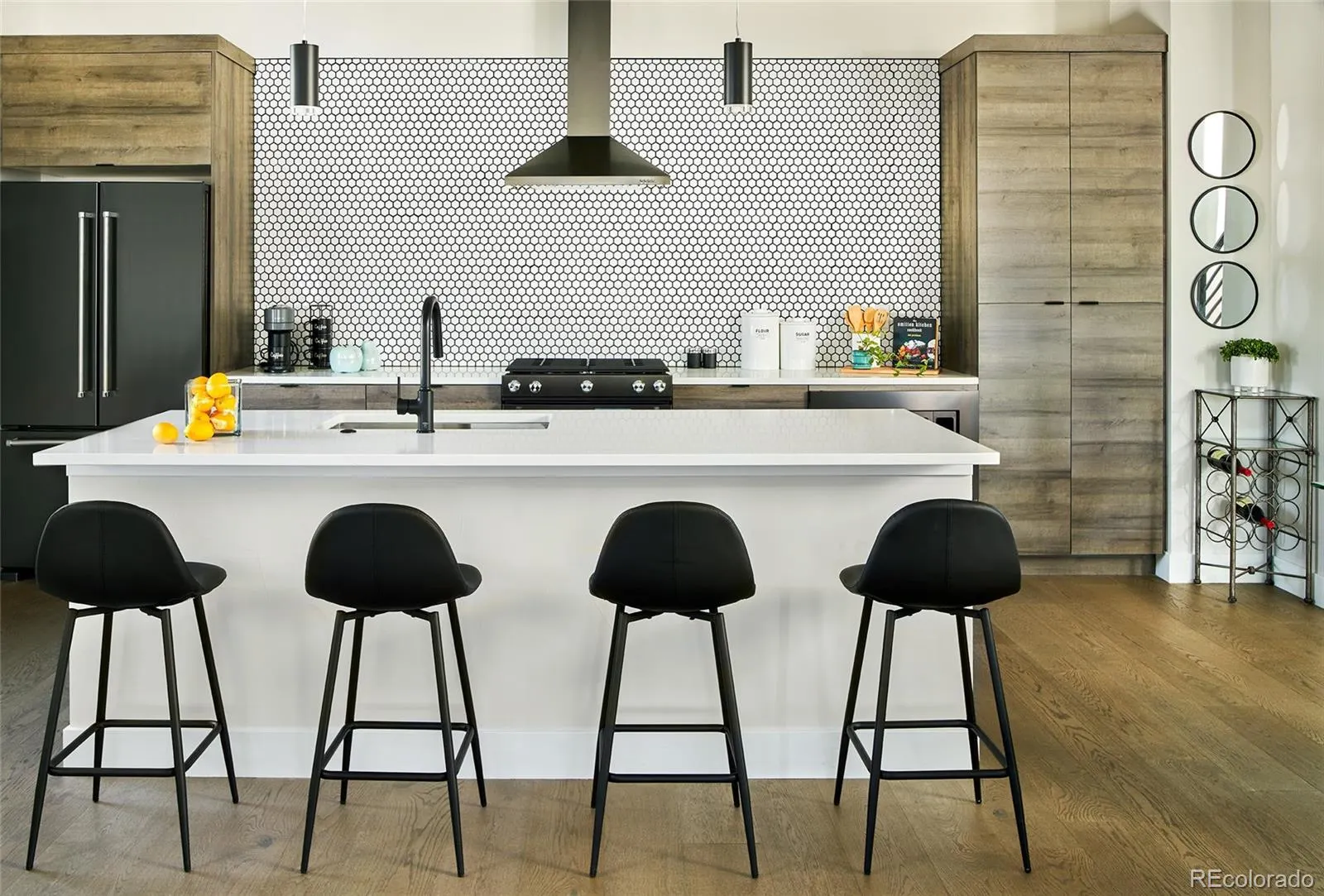 Kitchen island with four stools