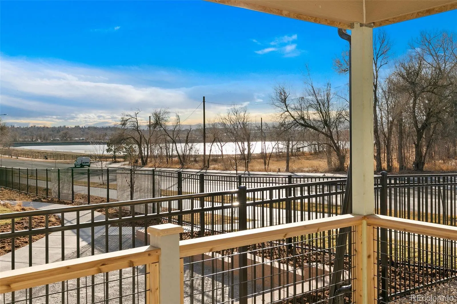 View from the front patio over Clear Creek Valley Park toward the mountains