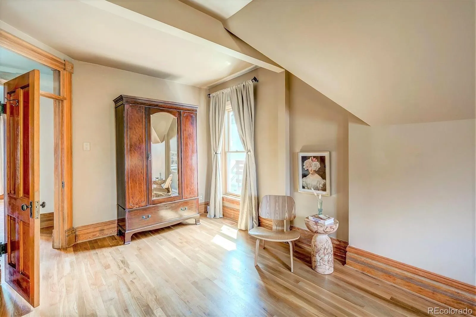 Bedroom with Victorian nook and armoire